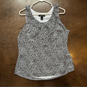 White House Black Market Polka Dot ruffle neck Blouse- size large